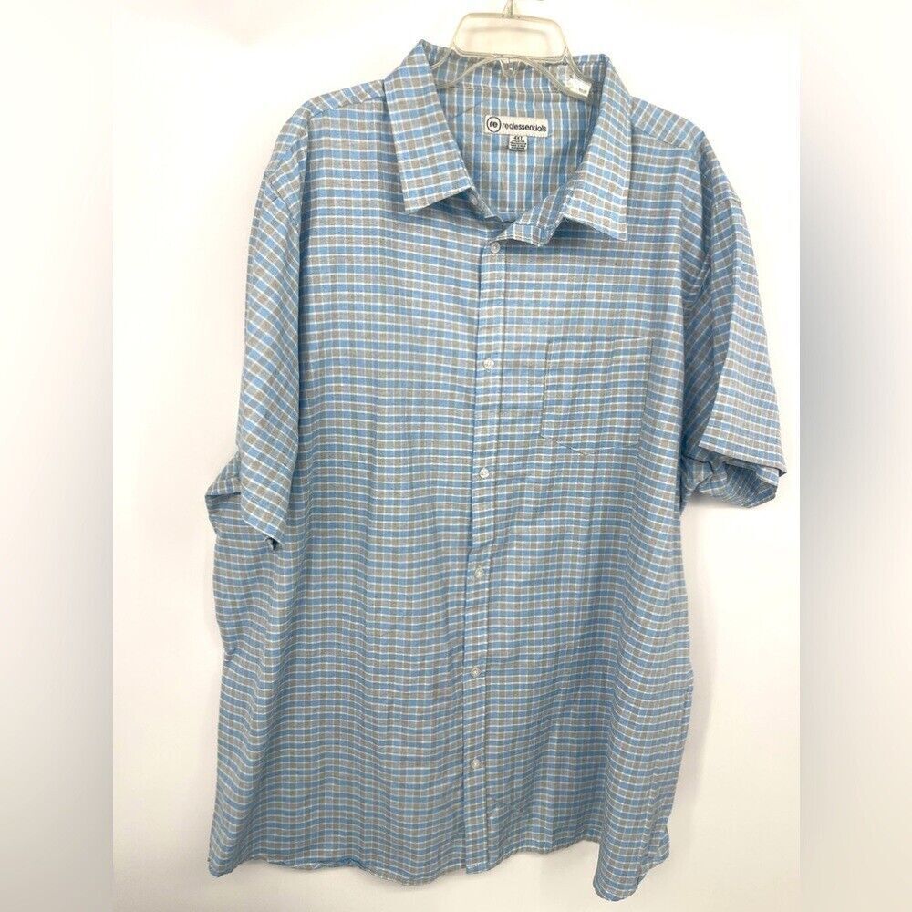 Men's Real Essentials 4XT plaid short sleeve button down shirt
